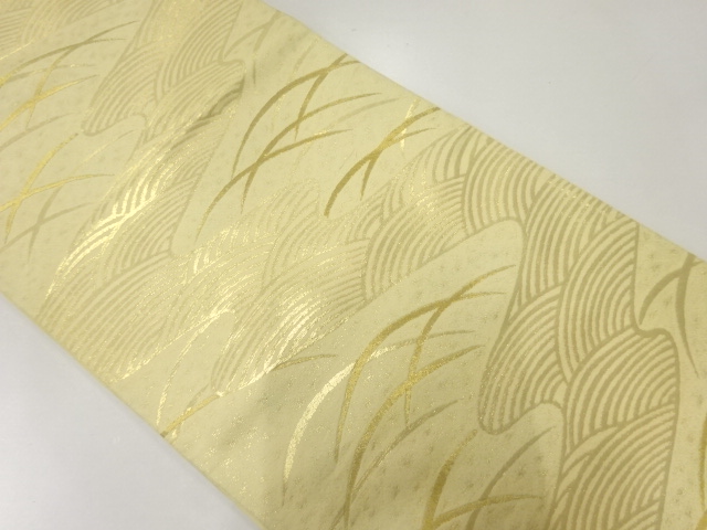 リサイクル　波に芝草模様織出し袋帯